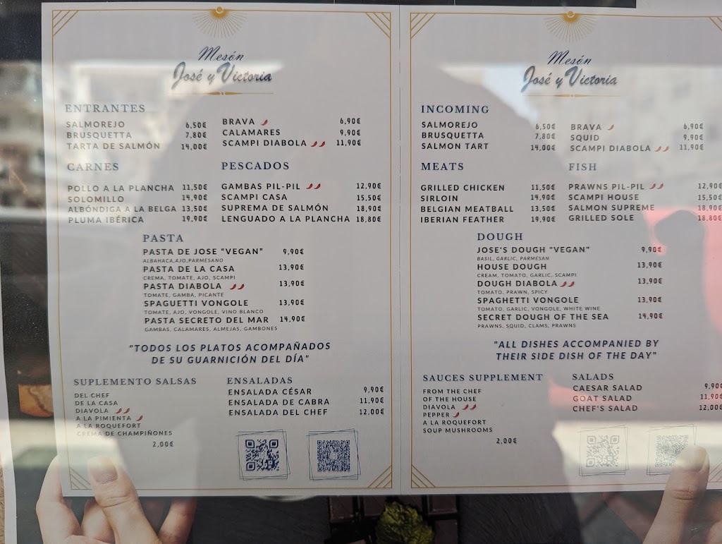 Meson Jose y Victoria — Carta