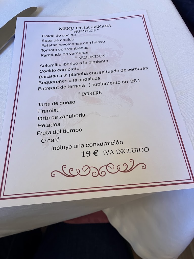 La Genara — Carta