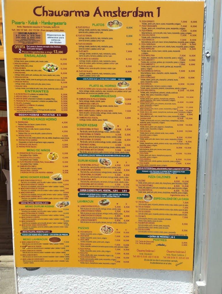 Restaurante CHAWARMA AMSTERDAM 1 — Carta