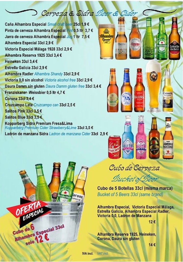 Malibu Beach Bar — Carta