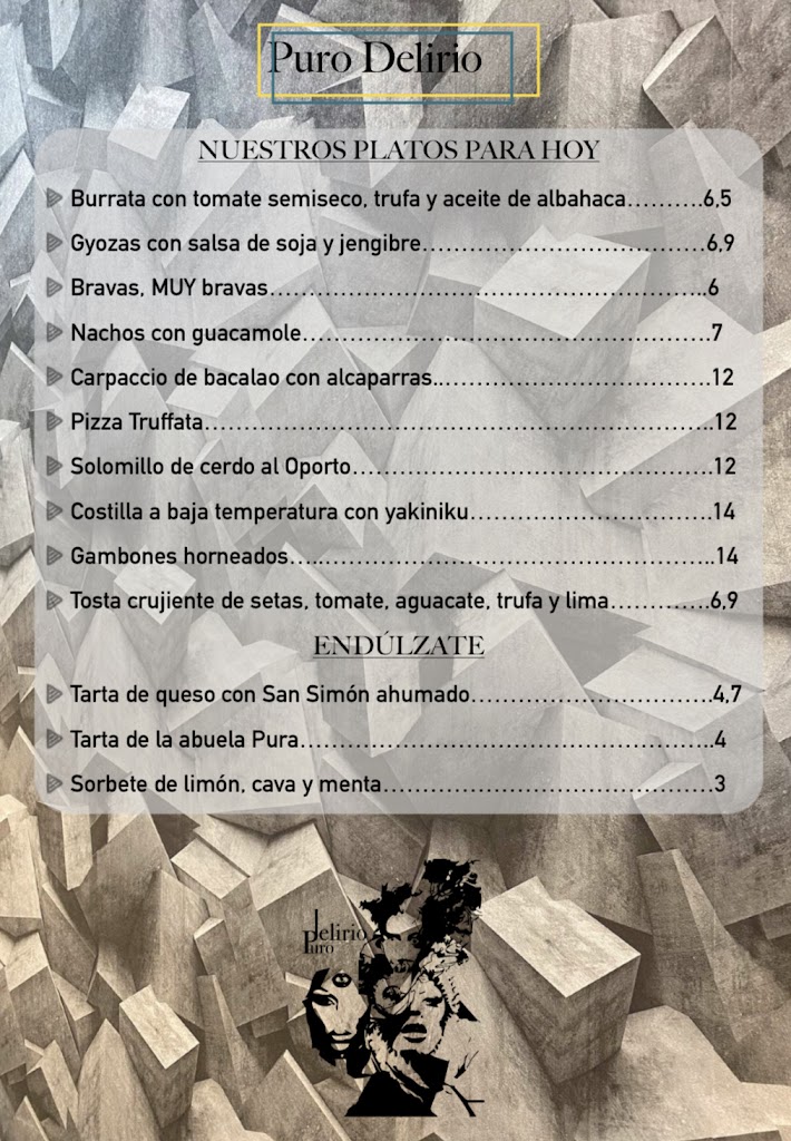 Bar restaurante Puro Delirio Vigo — Carta