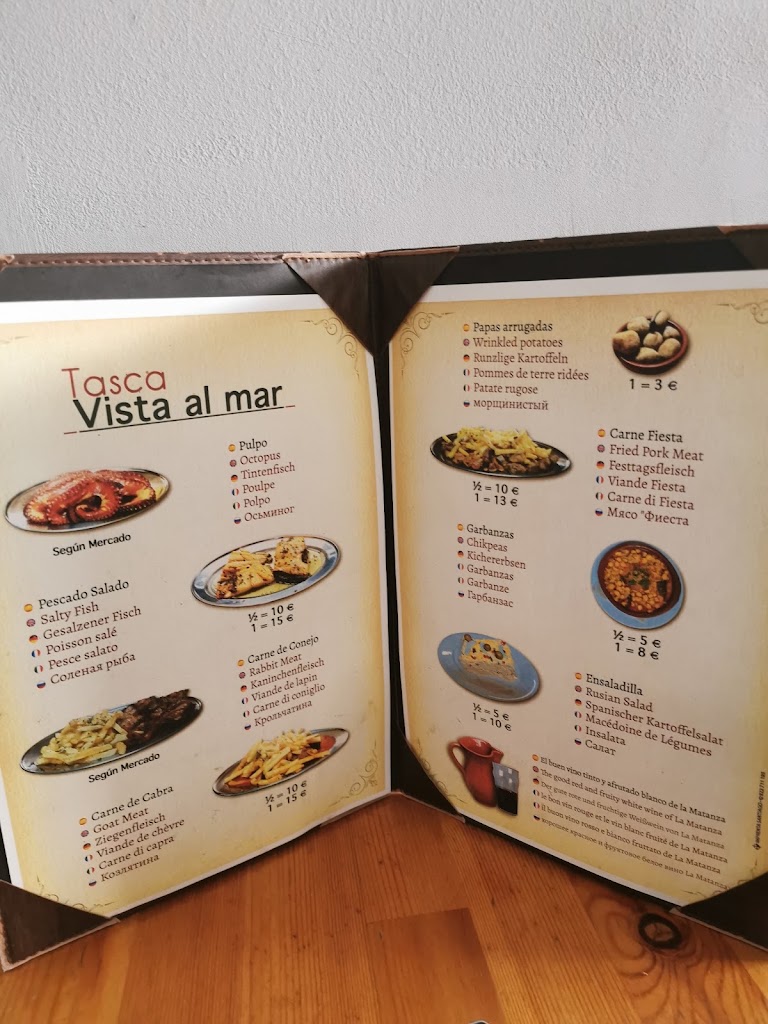 Restaurante Tasca Vista al mar — Carta