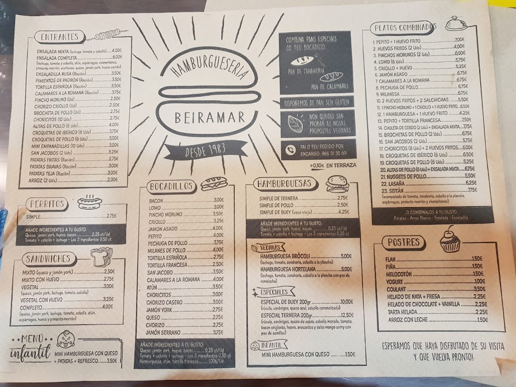 Hamburgueseria Beiramar — Carta