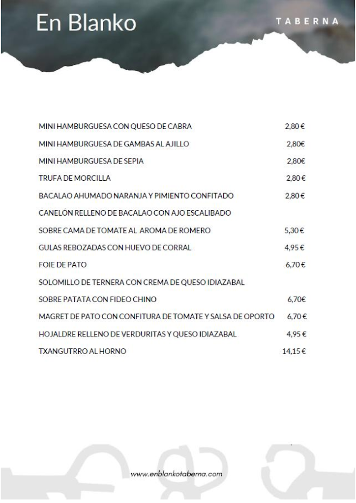 En Blanko Taberna — Carta