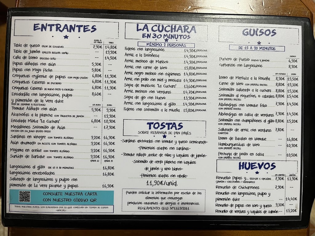 Restaurante La Cuchara de El Puerto — Carta