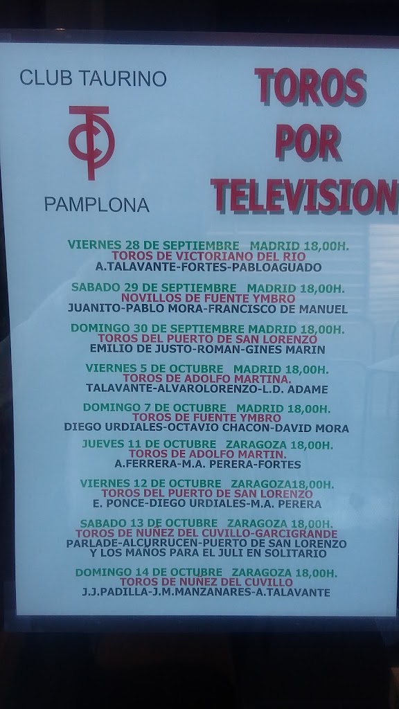 Club Taurino de Pamplona-Iruna — Carta