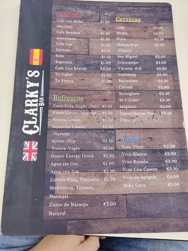Clarky's Bar — Carta