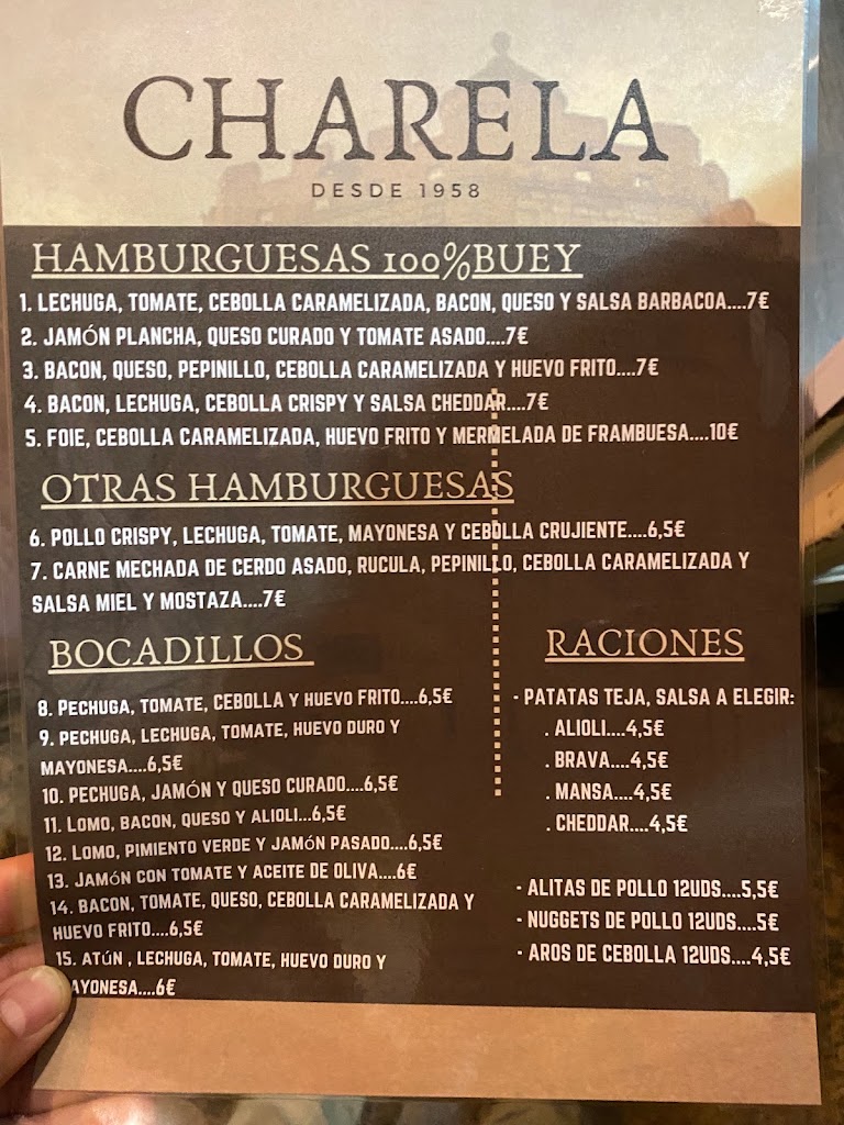 Cafeteria Charela — Carta