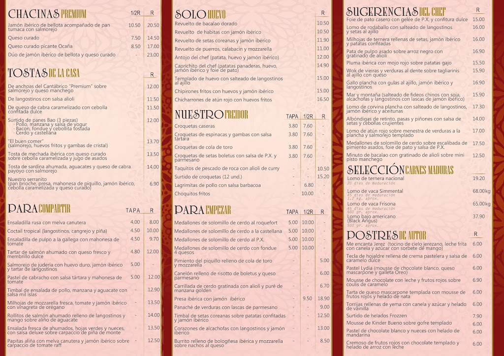 Restaurante Hermanos Grimaldi — Carta