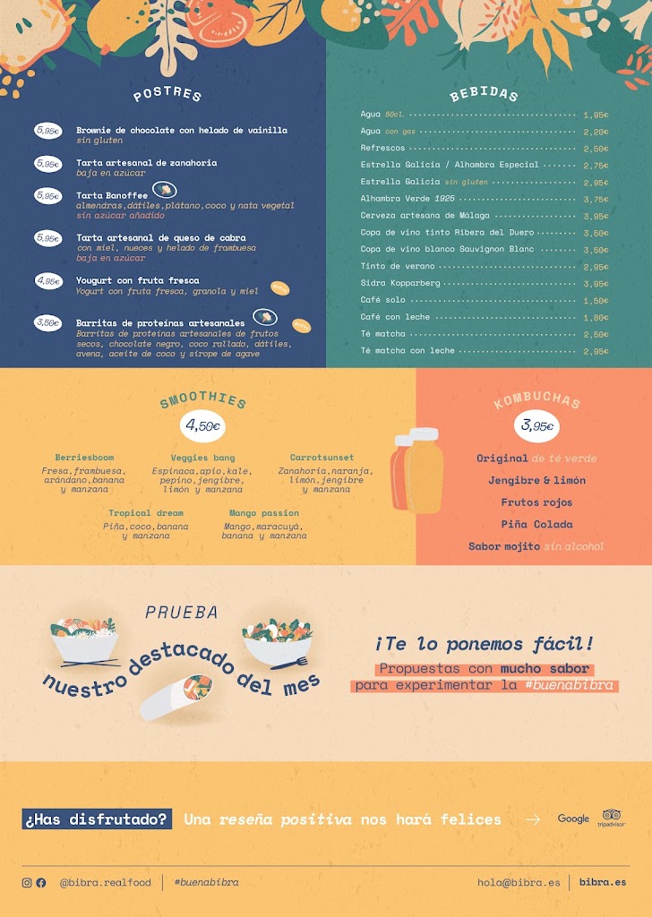 Bibra Healthy Food Rincon de la Victoria — Carta
