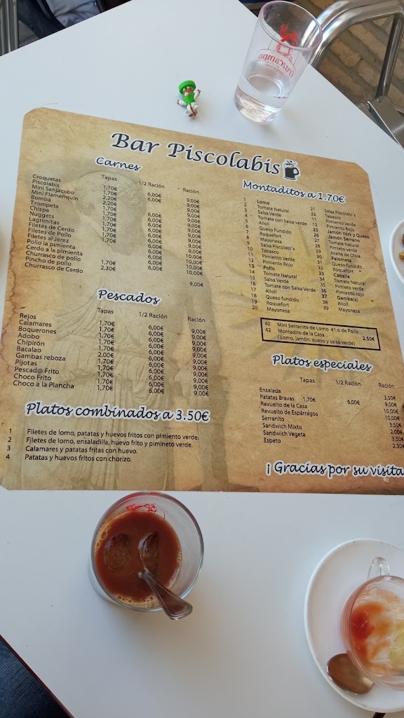 Bar Piscolabis — Carta