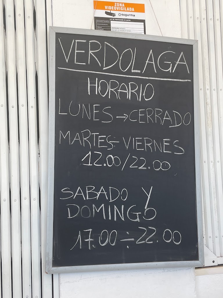 Restaurante Verdolaga — Carta