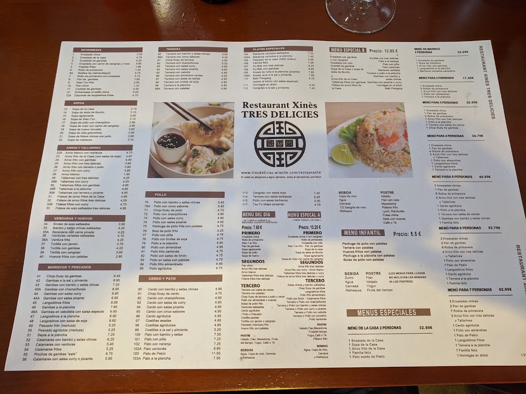 Restaurant Tres Delicies — Carta