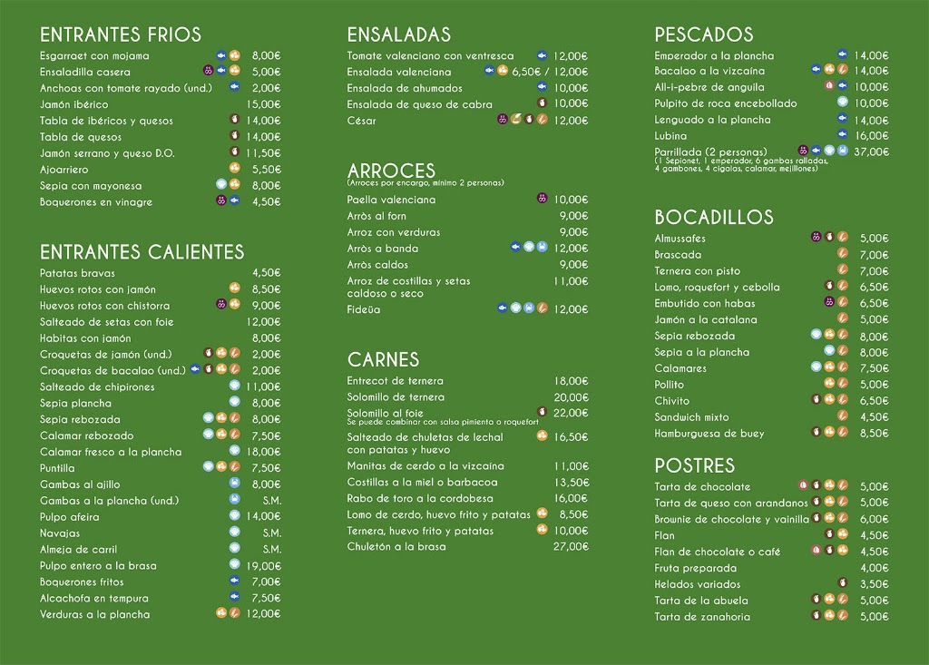 Restaurante Landia — Carta
