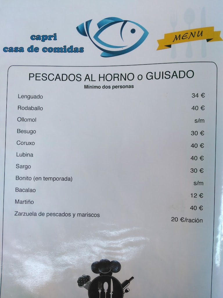 Restaurante Capri — Carta