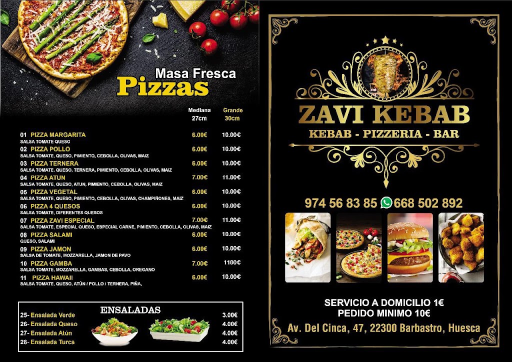 zavi kebab- Restaurante Tel 668502892 — Carta