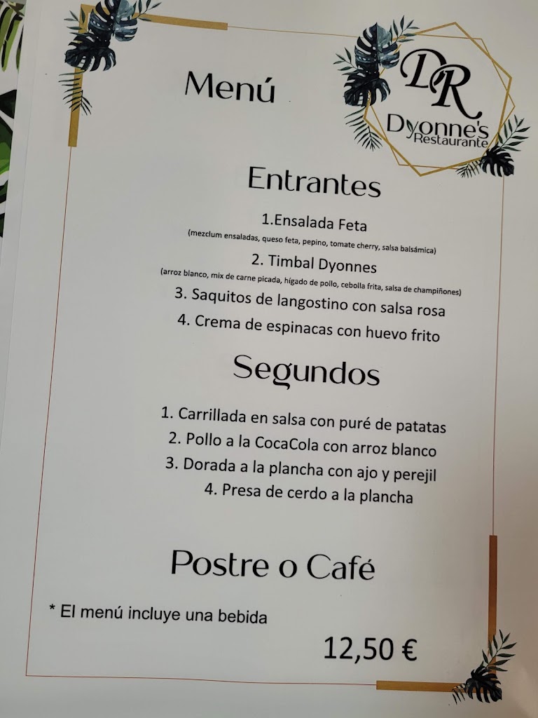Dyonne's Restaurante — Carta
