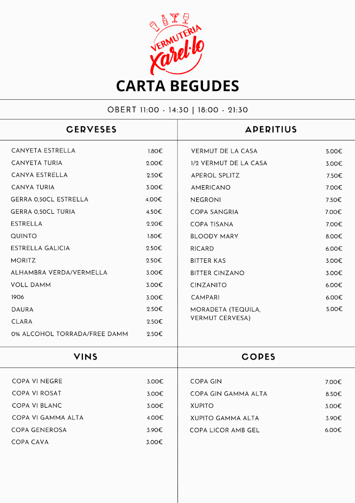 Vermuteria Xarel*lo — Carta