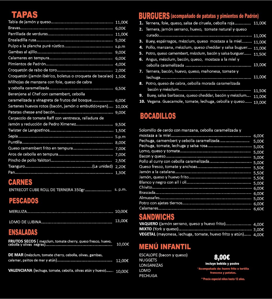 Restaurante Nou Ruby — Carta