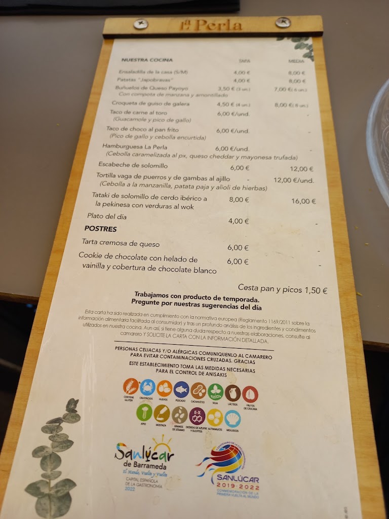La Perla — Carta