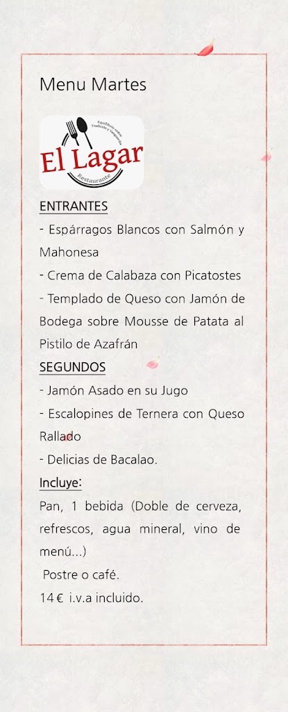 "El Lagar" Rest.Terraza — Carta
