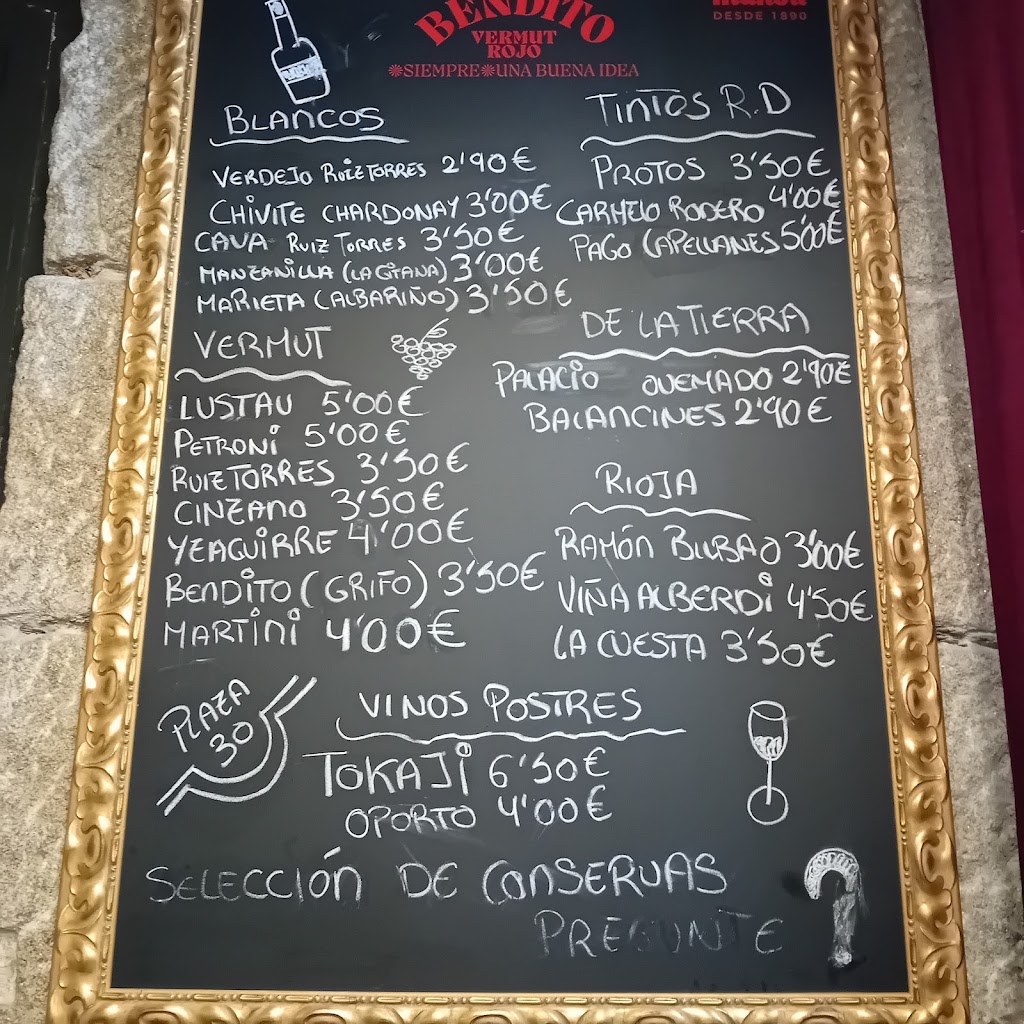 Restaurante plaza 30 — Carta