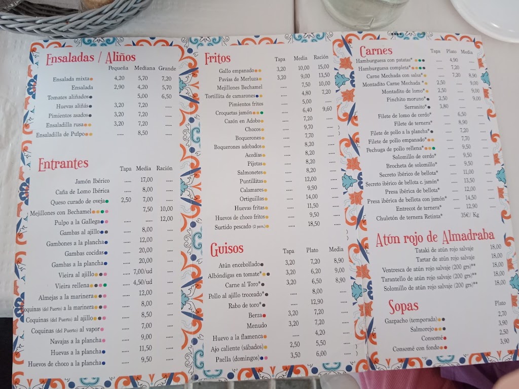Bar La Muralla — Carta
