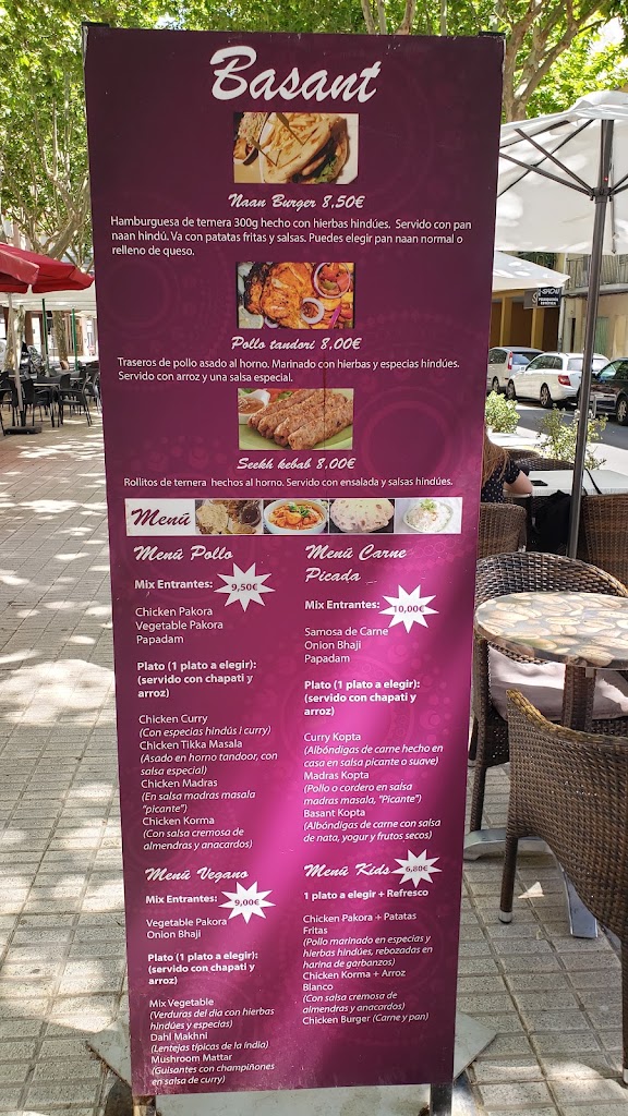 Basant Indian Fusion Food — Carta