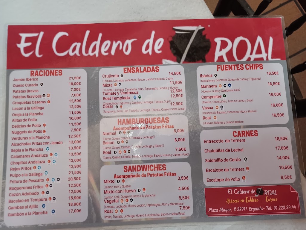 Restaurante El Caldero de Roal — Carta