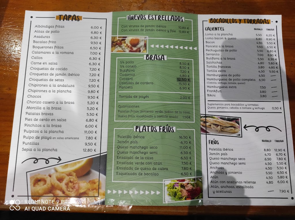 Cafe Bar Luis — Carta