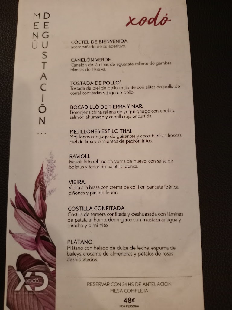 Restaurante Xodo — Carta