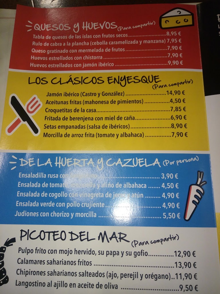 Restaurante De Enyesque Arucas — Carta