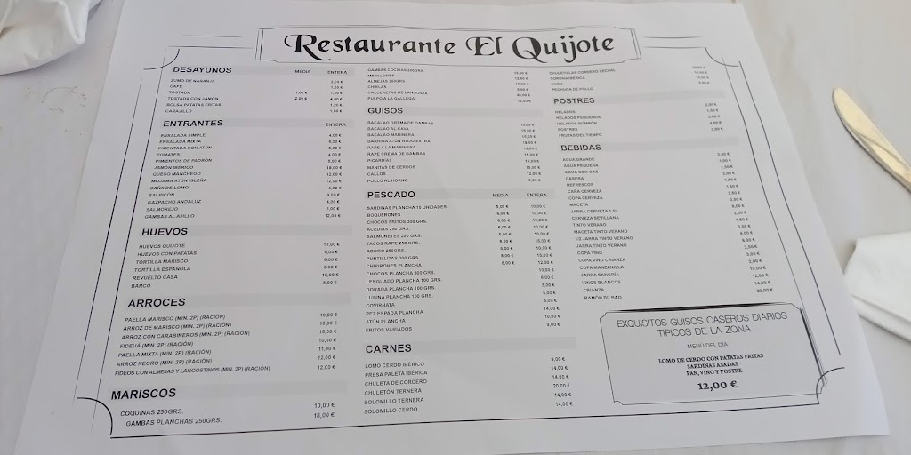 Restaurante El Patio Andalu — Carta