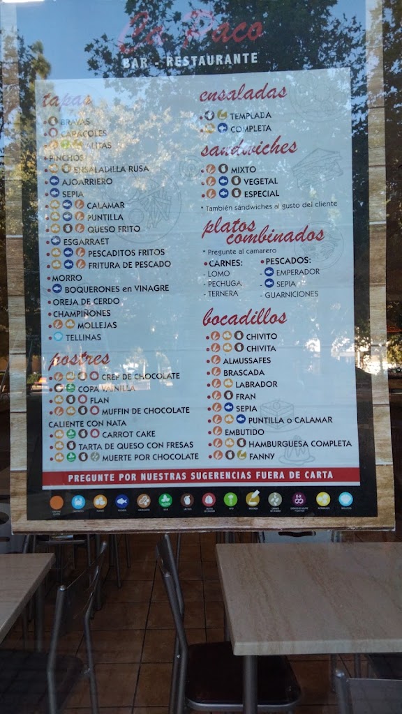 Restaurante Ca Paco — Carta