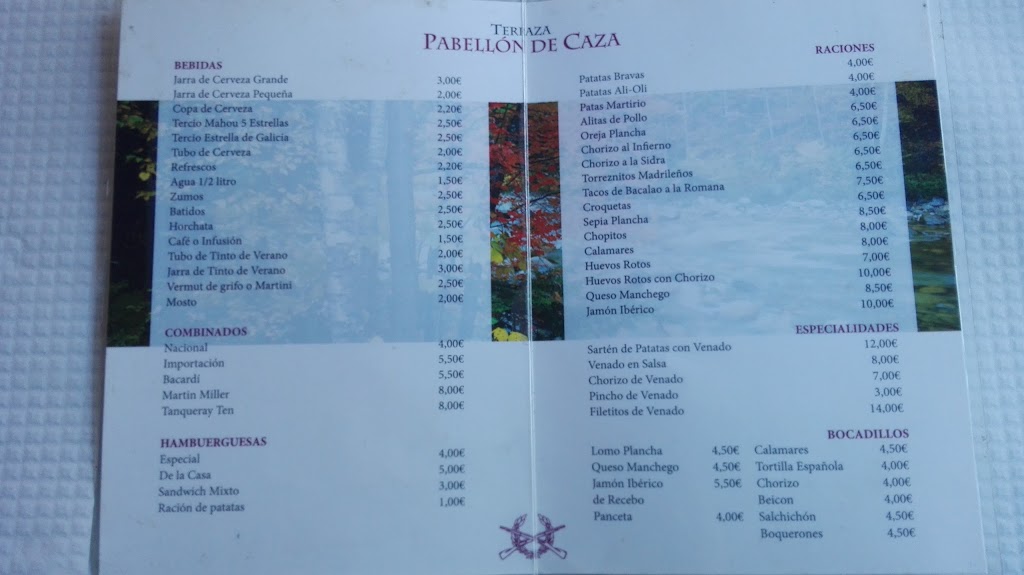 Bar restaurante El Pabellon — Carta