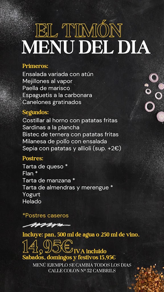 Bar el timon — Carta