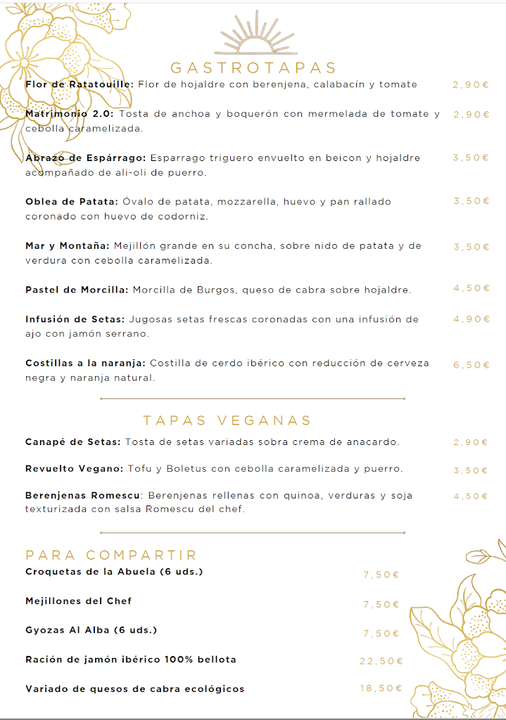 AL ALBA bio-gastrobodega — Carta