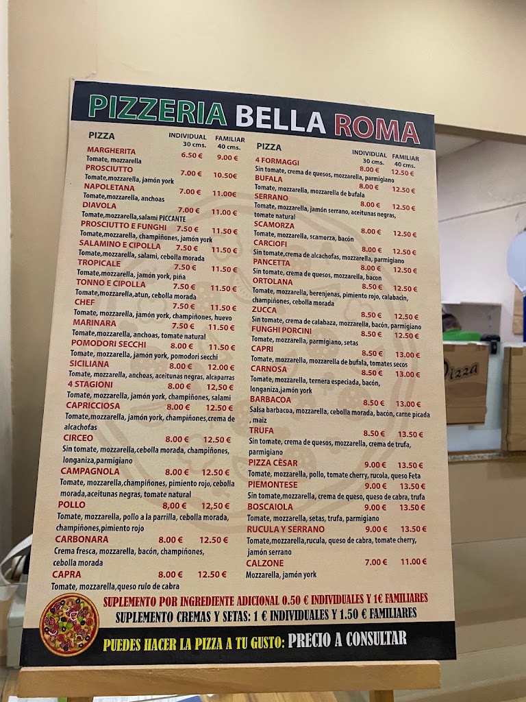 PIZZERIA BELLA ROMA — Carta