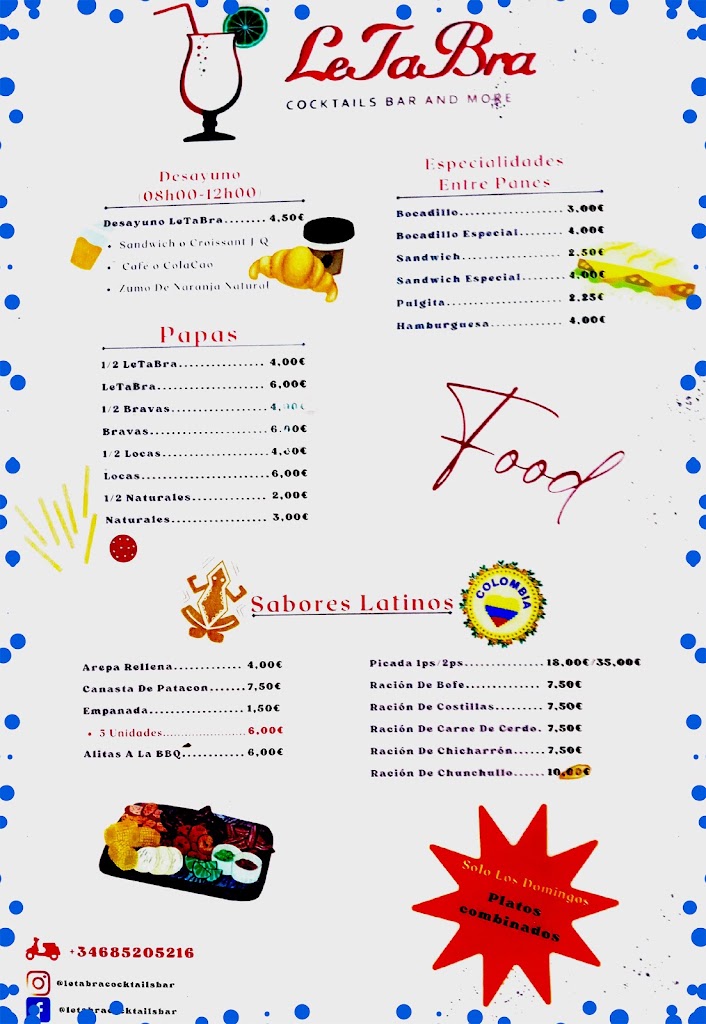 Letabra | Cafeteria & Cocktail Bar — Carta