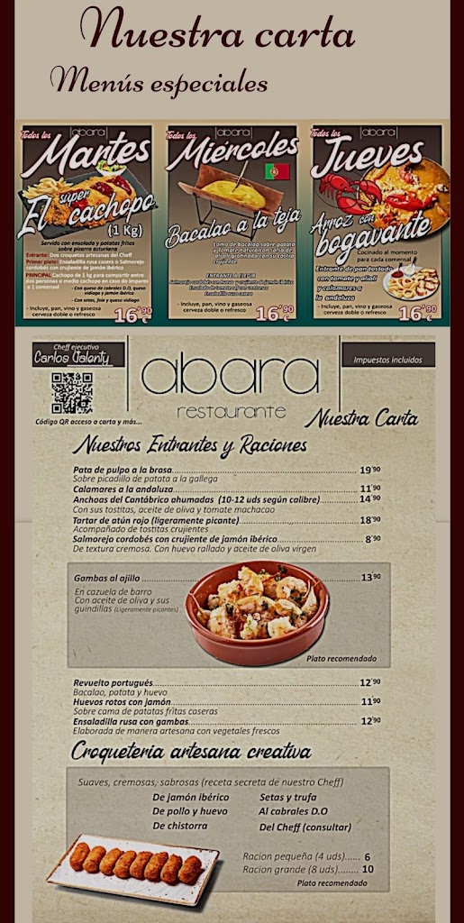 Abara Restaurante — Carta