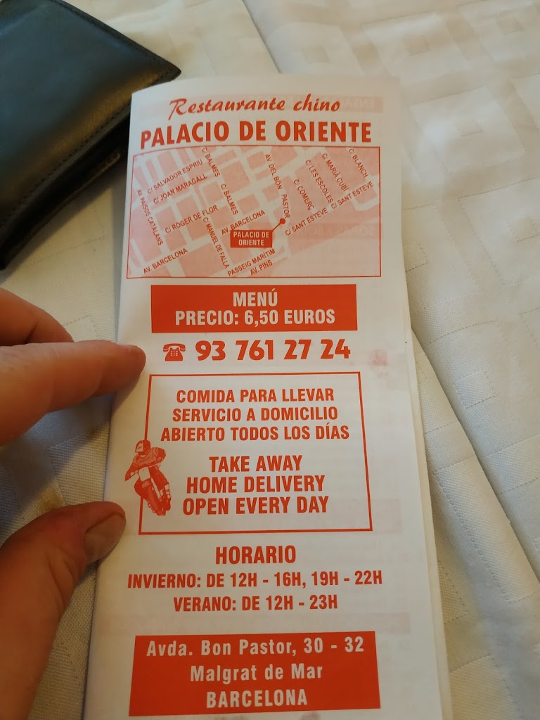 Restaurante Chino Palacio de Oriente — Carta