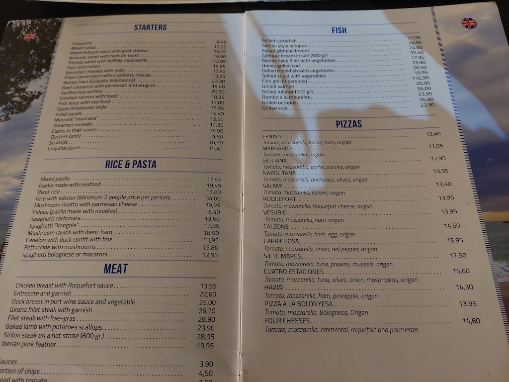 Restaurant Fenals Internacional — Carta
