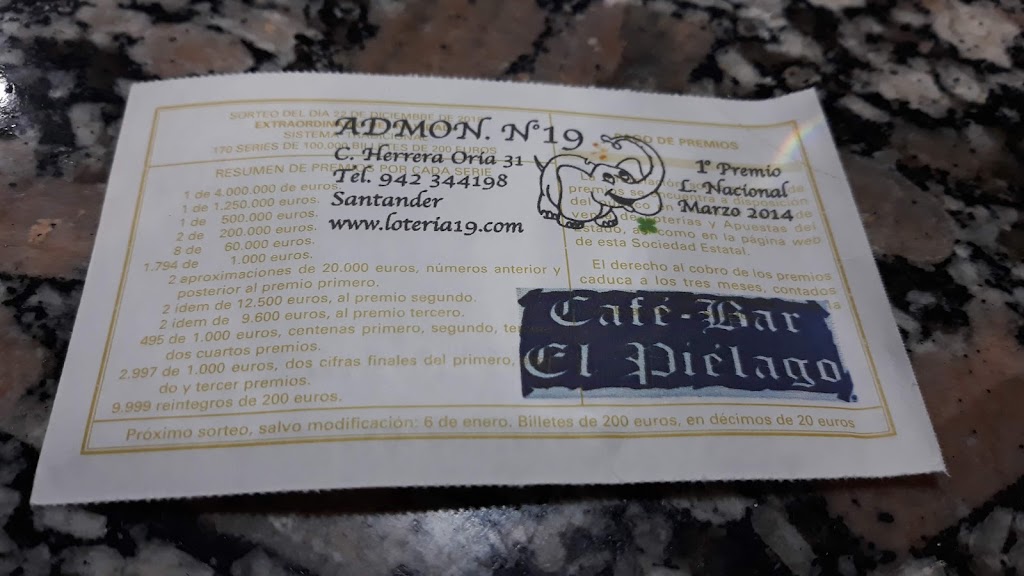 Cafe-Bar El Pielago — Carta