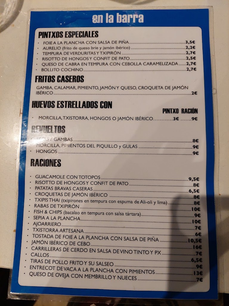 La Mandarra de La Ramos — Carta