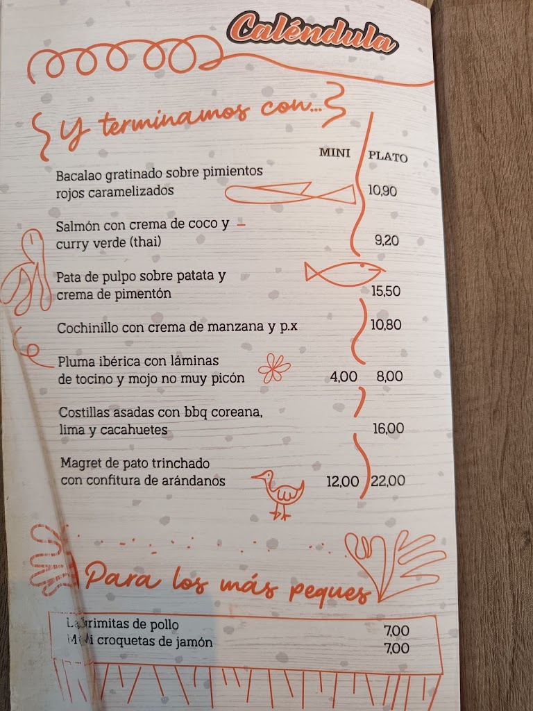 Calendula Tapas — Carta