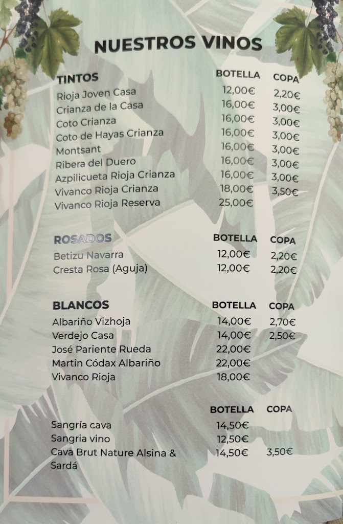 LA NUEVA PALMERA — Carta