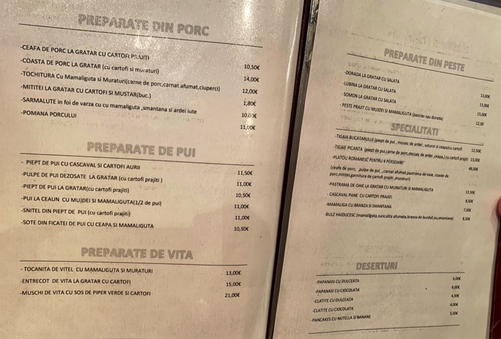 Restaurante Salones Romance — Carta