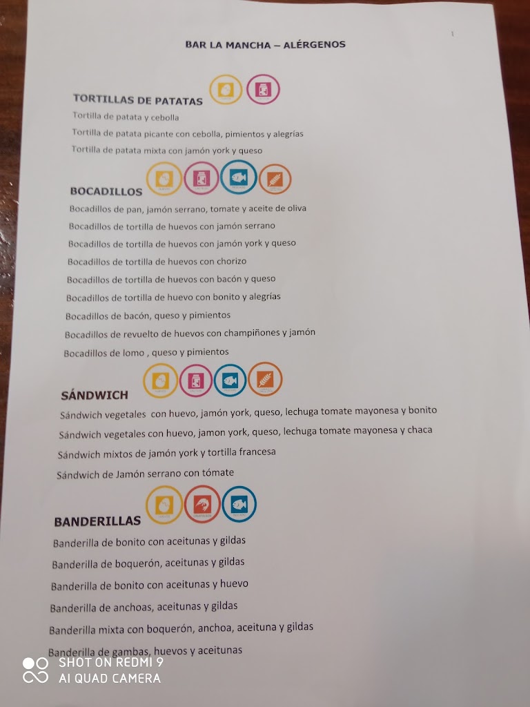 Gastrobar la Mancha — Carta