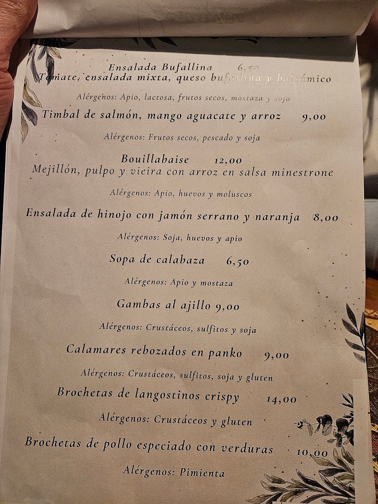 Restaurante Jose's — Carta