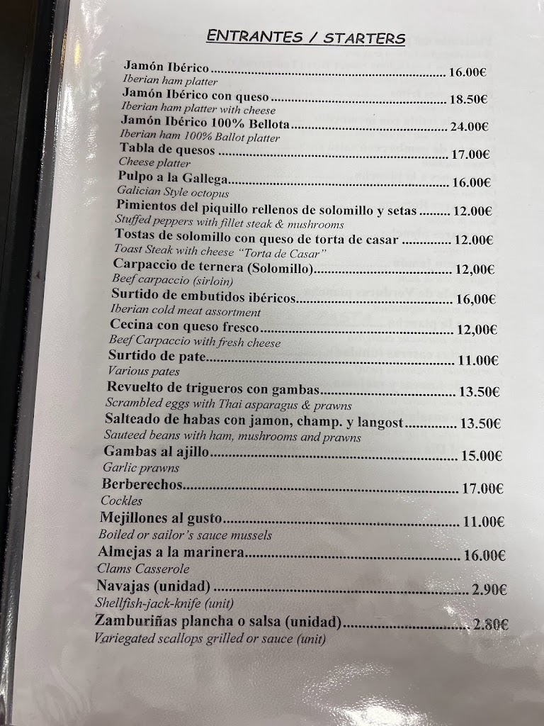 El Gallego — Carta